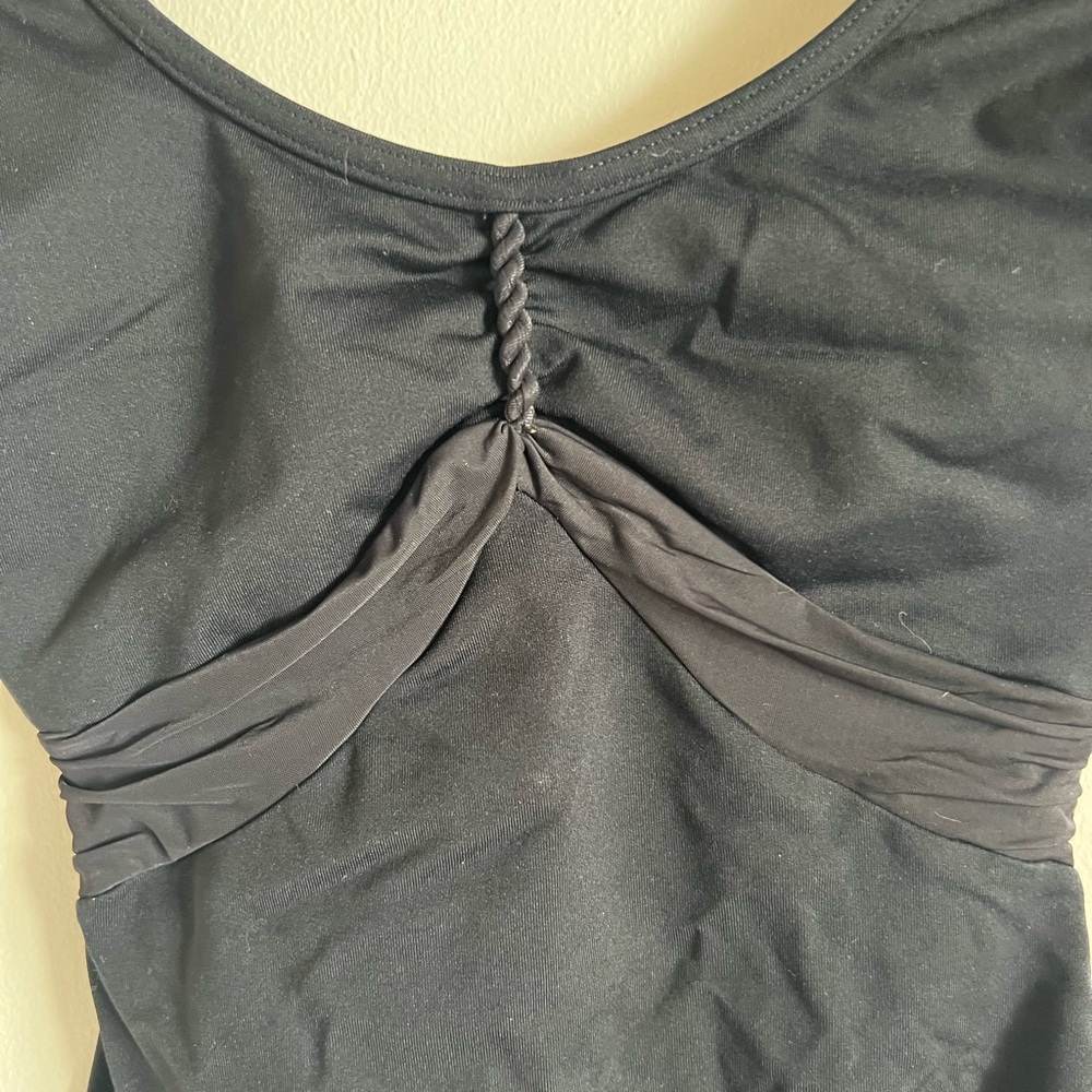 Bloch, S, black leotard w/ cuff sleeves, Worn twice, braid on front, ballet